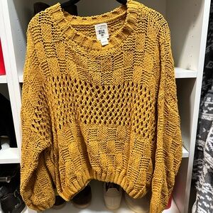 Billabong mustard-colored knit cotton sweater size L